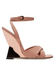 Pollini Sandały SA1602AE1ITEZ609 Różowy. Czerwone sandały Pollini, bez wzorów, ze skóry, bez obcasa, na koturnie, bez zapięcia. Za 1,939.00 zł.