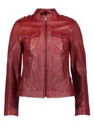 Bugatti Skórzana kurtka w kolorze czerwonym rozmiar: 36. Czerwone kurtki Bugatti, bez wzorów, ze skóry, bez kaptura. Za 717.99 zł.