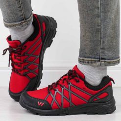 Czerwone półbuty trekkingowe Softshell Vanhorn 34004. Czerwone buty trekkingowe Vanhorn, bez wzorów, z materiału, bez zapięcia, trekkingowe. Za 199.00 zł.
