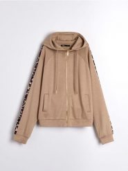 Bluza z zamkiem i dekoracyjną panterką soft touch - wielobarwny. Bluzy Sinsay, l, bez wzorów, z dzianiny, bez ramiączek, bez kaptura. Za 49.99 zł.