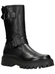 Wojas Skórzane kozaki w kolorze czarnym rozmiar: 38. Czarne kozaki Wojas, na zimę, bez wzorów, bez obcasa, bez zapięcia. Za 436.14 zł.