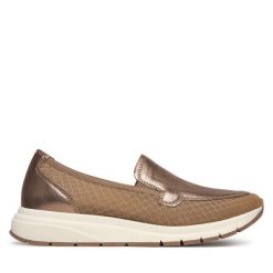 Półbuty Caprice. Brązowe półbuty wsuwane Caprice, bez wzorów, bez obcasa, na płaskiej podeszwie. Za 399.99 zł.
