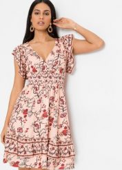 Sukienka z dżerseju. Brązowe sukienki bonprix, bez wzorów, z dżerseju, bez kołnierzyka, bez ramiączek. Za 127.99 zł.