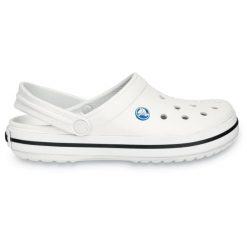 Klapki sportowe na basen Crocs CROCBAND. Białe klapki Crocs, bez wzorów, sportowe, bez obcasa, bez zapięcia. Za 289.99 zł.