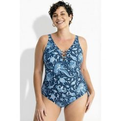 Damskie Strój kąpielowy syrenki miękkie miseczki miękkie miseczki. Niebieskie stroje jednoczęściowe Ulla Popken, bez wzorów, z elastanu, sportowe. Za 239.99 zł.