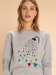 WOOOP Bluza "Love Shower" w kolorze szarym rozmiar: L. Szare bluzy Wooop, l, bez wzorów, z bawełny, bez ramiączek, bez kaptura. Za 148.96 zł.