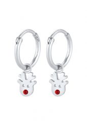 Elli Damski kreole zawieszka renifer świąteczny z kryształem w srebrze próby 925 Sterling Silver Kolczyki 1 ct. Szare kolczyki Elli, srebrne. Za 221.39 zł.