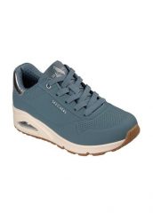 Buty sportowe damskie Skechers Uno Golden Air. Niebieskie buty treningowe Skechers, bez wzorów, z materiału, bez zapięcia. Za 325.50 zł.