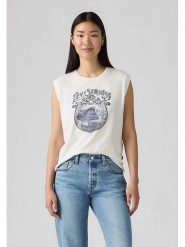 Levi's Top w kolorze biało-granatowym rozmiar: S. Białe topy Levi's, s, bez wzorów, z bawełny, bez kołnierzyka, bez ramiączek. Za 56.79 zł.