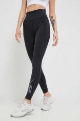 Reebok legginsy treningowe Lux Vector kolor czarny z nadrukiem. Czarne legginsy Reebok, bez wzorów, ze skóry. Za 279.99 zł.