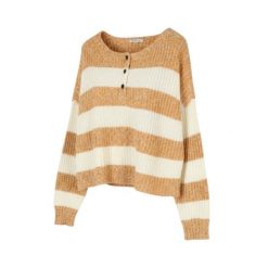 American Eagle Outfitters damski sweter oversize w paski, pomarańczowy XL. Białe swetry 55PROTEC, xl, bez wzorów, z bawełny, bez ramiączek. Za 301.99 zł.