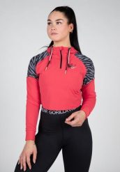 Zion Cropped Bluza z kapturem - Czerwony. Czerwone bluzy z kapturem GORILLA WEAR, s, bez wzorów, z elastanu, z kapturem, na fitness i siłownię. Za 289.25 zł.