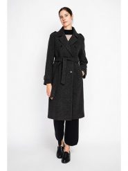 ASSUILI Płaszcz przejściowy w kolorze antracytowym rozmiar: 38. Czarne płaszcze Assuili, z aplikacjami, z tkaniny, klasyczne, bez kaptura. Za 438.21 zł.