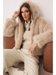 Trendyol Kurtka pluszowa w kolorze beżowym rozmiar: M. Brązowe kurtki Trendyol, m, bez wzorów, bez kaptura. Za 166.10 zł.