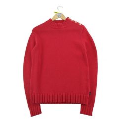 Damski czerwony sweter. Czerwone swetry Ralph Lauren, l, bez wzorów, ze skóry, eleganckie, bez ramiączek. Za 76.64 zł.