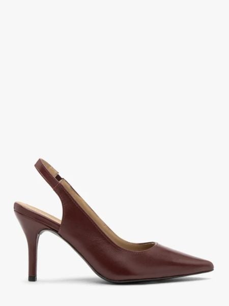 Bordowe czółenka slingback bez pięty. Czerwone czółenka Ryłko, bez wzorów, ze skóry, eleganckie, bez obcasa, na obcasie, bez zapięcia. Za 379.99 zł.