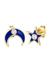 Elli Damskie kolczyki sztyfty Gwiazdy Półksiężyc Astro z kamieniami cyrkonii i emalią w srebrze próby 925 Sterling Silver Kolczyki 1 ct. Szare kolczyki Elli, z cyrkonią, srebrne. Za 208.99 zł.