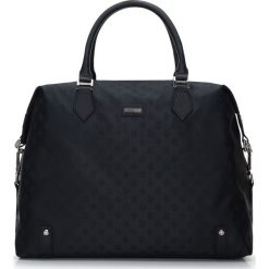 Torebka kuferek z żakardu i skóry z bocznymi zapięciami. Czarne shopper bag Wittchen, bez wzorów, z materiału, eleganckie, duże, bez dodatków. Za 779.90 zł.
