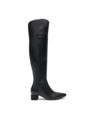 Guess Kozaki Lucie2 FLFLU2 ELE11 Czarny. Czarne kozaki Guess, z aplikacjami, ze skóry, bez obcasa, na słupku, bez zapięcia. Za 1,099.00 zł.