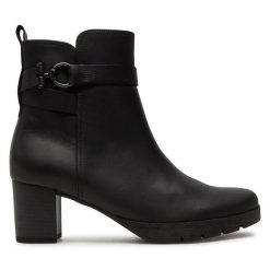 Botki Gabor. Czarne botki Gabor, bez wzorów, bez obcasa, na słupku, bez zapięcia. Za 619.99 zł.