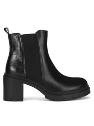 JENNY Botki WS6181-06 Czarny. Czarne botki Jenny, bez wzorów, bez obcasa, na słupku, bez zapięcia. Za 135.99 zł.