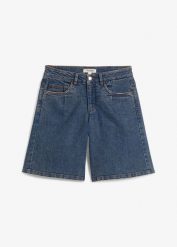 Bermudy dżinsowe mid waist. Niebieskie jeansy bonprix, bez wzorów, z jeansu. Za 134.99 zł.