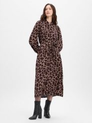 Nümph Sukienka damska z bluzką - Nuhana Kobiety wiskoza czarny|brązowy wzorzysty, 34. Brązowe bluzki Nümph, bez wzorów, z wiskozy, bez kołnierzyka, bez ramiączek. Za 499.95 zł.