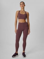 4F Legginsy treningowe z jednorazową regulacją długości damskie - brązowe M. Brązowe legginsy 4f, bez wzorów. Za 179.99 zł.