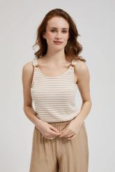 Bluza top w paski biała. Białe bluzy MOODO, xl, bez wzorów, bez kaptura. W wyprzedaży za 24.99 zł.