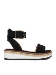 DeeZee Sandały CEO-WS091-01 Czarny. Czarne sandały DeeZee, bez wzorów, z materiału, bez obcasa, na płaskiej podeszwie, bez zapięcia. Za 119.99 zł.