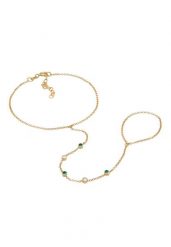 Elli Damski łańcuszek na rękę z kryształkami z pozłacanego srebra próby 925 Sterling Silver Bransoletki 1 ct. Szare bransoletki Elli, pozłacane. Za 283.99 zł.