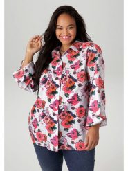 Aniston Bluzka w kolorze biało-różowym rozmiar: 54. Białe bluzki Aniston, bez wzorów, z bawełny, bez kołnierzyka, bez ramiączek. Za 95.99 zł.