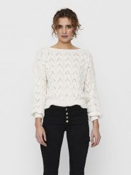 ONLY Sweter w kolorze kremowym rozmiar: XS. Brązowe swetry ONLY, xs, bez wzorów, bez ramiączek. Za 53.17 zł.