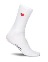 Skarpety Kolarskie Emoji Hearts Red S/M: 36-41. Białe skarpetki LUXA, bez wzorów, z elastanu. Za 64.90 zł.