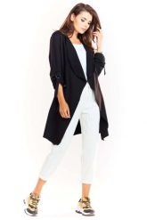 Czarna Dzianinowa Bluza - Narzutka. Czarne bluzy Infinite You, l, bez wzorów, z bawełny, bez ramiączek, bez kaptura. Za 194.90 zł.
