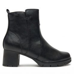 Botki Jana. Czarne botki JANA, bez wzorów, bez obcasa, na słupku, bez zapięcia. Za 199.99 zł.
