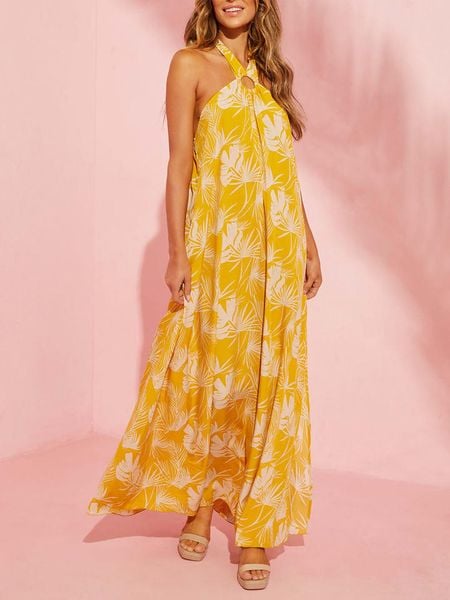 Milan Kiss Sukienka w kolorze żółto-białym rozmiar: L. Żółte sukienki Milan Kiss, l, bez wzorów, z wiskozy, bez kołnierzyka, bez ramiączek, maxi. Za 162.11 zł.