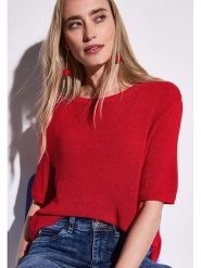 Street One Sweter w kolorze czerwonym rozmiar: 40. Czerwone swetry Street One, bez wzorów, ze splotem, street, bez ramiączek. Za 114.71 zł.