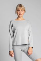 Luźna Bluzka z Dzianiny Prążkowanej - Popielata. Szare bluzki MOE, l, bez wzorów, z bawełny, bez kołnierzyka, bez ramiączek. Za 259.90 zł.