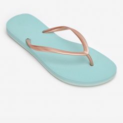 Japonki damskie Olaian 500 Gold Blue. Brązowe japonki OLAIAN, bez wzorów, sportowe. Za 54.99 zł.