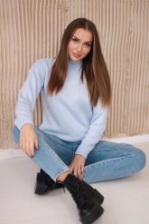 Sweter z półgolfem niebieski. Niebieskie swetry KESI, l, bez wzorów, z wełny, plus size, bez ramiączek. Za 139.05 zł.