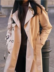 Długi płaszcz z ozdobnymi guzikami - beżowy. Brązowe płaszcze Sinsay, l, bez wzorów, bez kaptura. Za 119.99 zł.