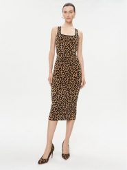 MICHAEL Michael Kors Sukienka dzianinowa MF381Q19NT Beżowy Slim Fit. Brązowe sukienki MICHAEL Michael Kors, l, bez wzorów, z dzianiny, bez kołnierzyka, bez ramiączek. Za 959.99 zł.