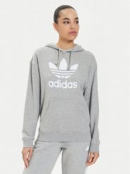 Adidas Bluza Trefoil Hoodie IB7437 Szary Regular Fit. Szare bluzy adidas, xs, bez wzorów, z bawełny, bez ramiączek, bez kaptura. Za 189.99 zł.