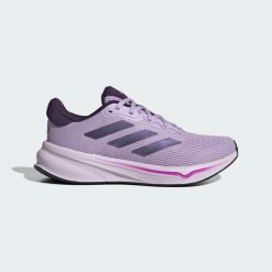 Buty Response. Czerwone buty do biegania adidas, bez wzorów, z materiału, bez zapięcia, do biegania. Za 297.90 zł.