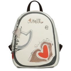 Szary Stylowy Plecak Damski Anekke. Szare plecaki Anekke, z aplikacjami, bez dodatków. Za 389.00 zł.