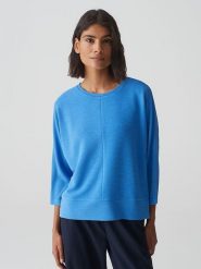 OPUS Bluzka w kolorze błękitnym rozmiar: 44. Niebieskie bluzki Opus, bez wzorów, bez kołnierzyka, bez ramiączek. Za 109.00 zł.