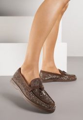 Brązowe Mokasyny Ozdobione Cyrkoniami i Aplikacjami Isirsyss. Brązowe mokasyny Born2be, z aplikacjami, z jeansu. Za 99.99 zł.