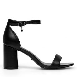 Sandały Lasocki. Czarne sandały Lasocki, bez wzorów, bez obcasa, na słupku, bez zapięcia. Za 229.99 zł.