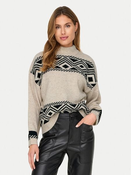 ONLY Golf Victoria 15321179 Beżowy Regular Fit. Brązowe swetry ONLY, xl, bez wzorów, z syntetyku, bez ramiączek. Za 169.99 zł.